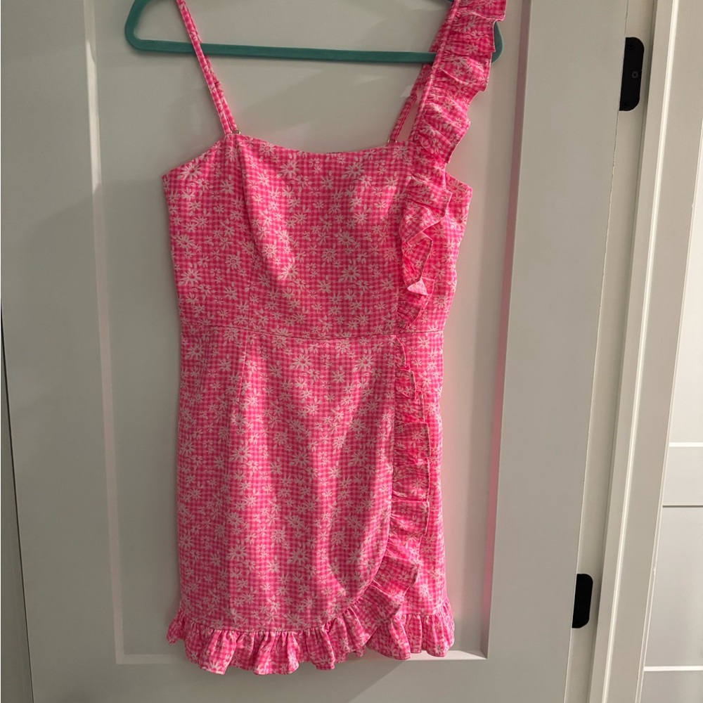 Pink Ruffle Mini Dress